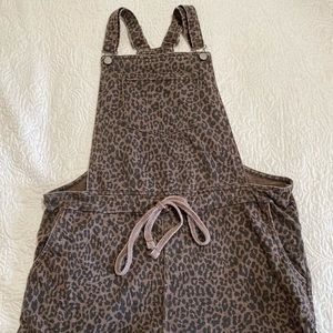 Cheetah Print Cotton Overall Shorts